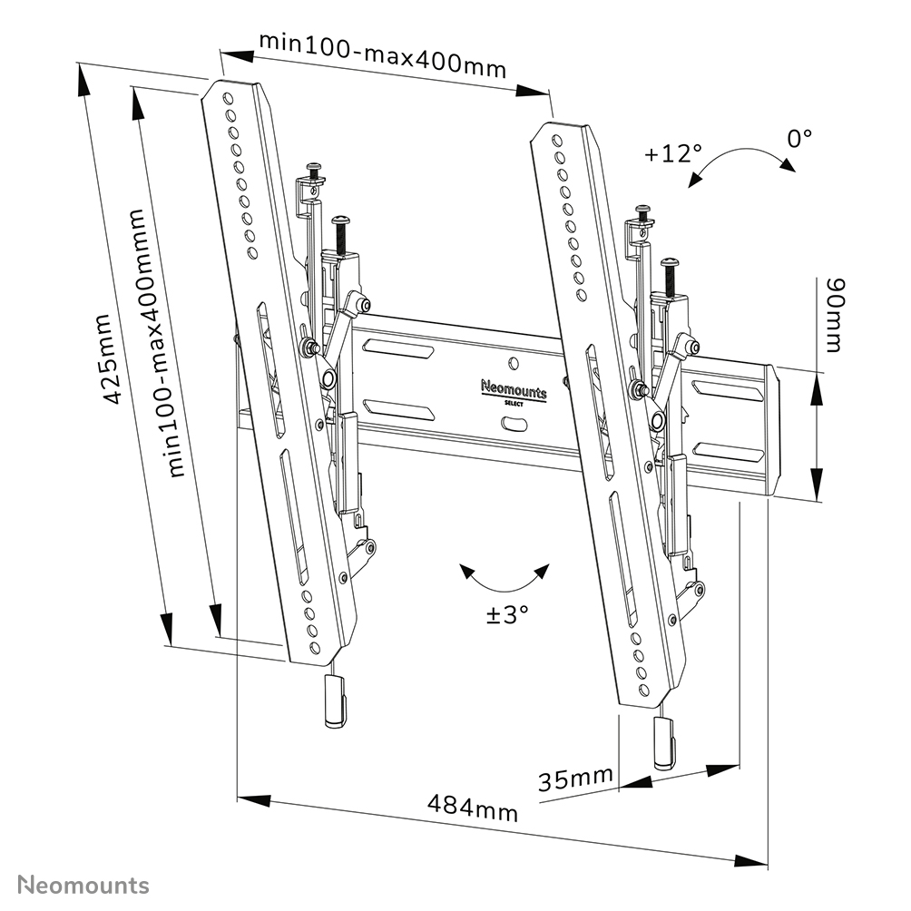 Neomounts WL35S-850BL14 TV mount wall 32-75" - tiltable - lockable - fast installation